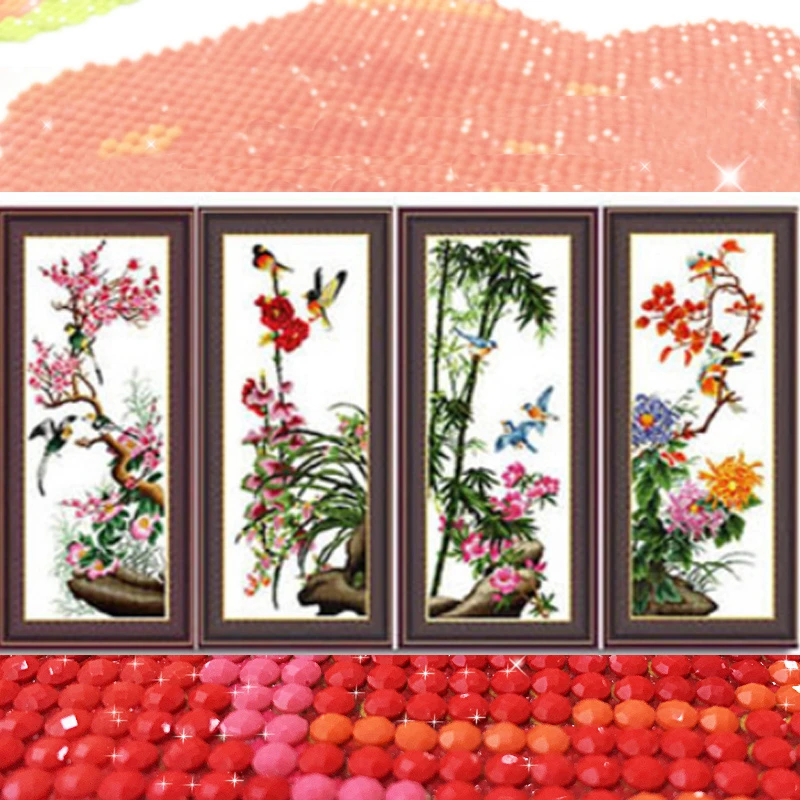 鸟语花香梅兰竹菊2025新款钻石画贴画客厅满钻点钻贴钻玄关砖石秀