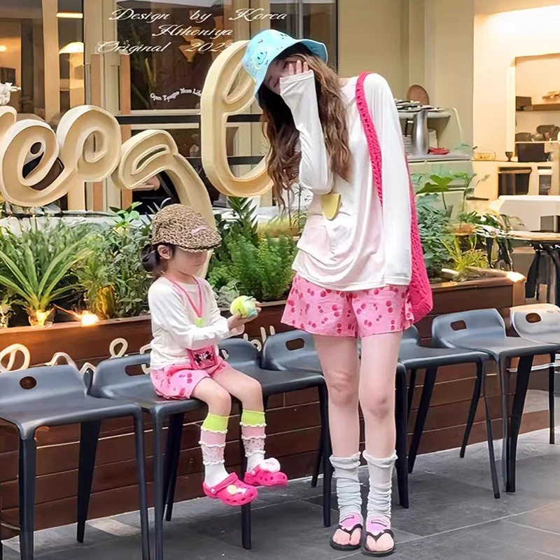 男童防晒套装夏季2026新款亲子装莱晒尔冰丝体恤儿童夏装沙滩短裤