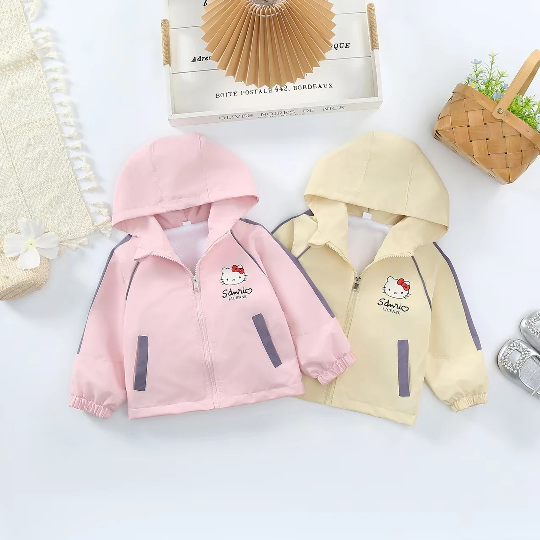 2025女童春秋新款儿童洋气百搭女宝宝卡通中小童春连帽外套时尚
