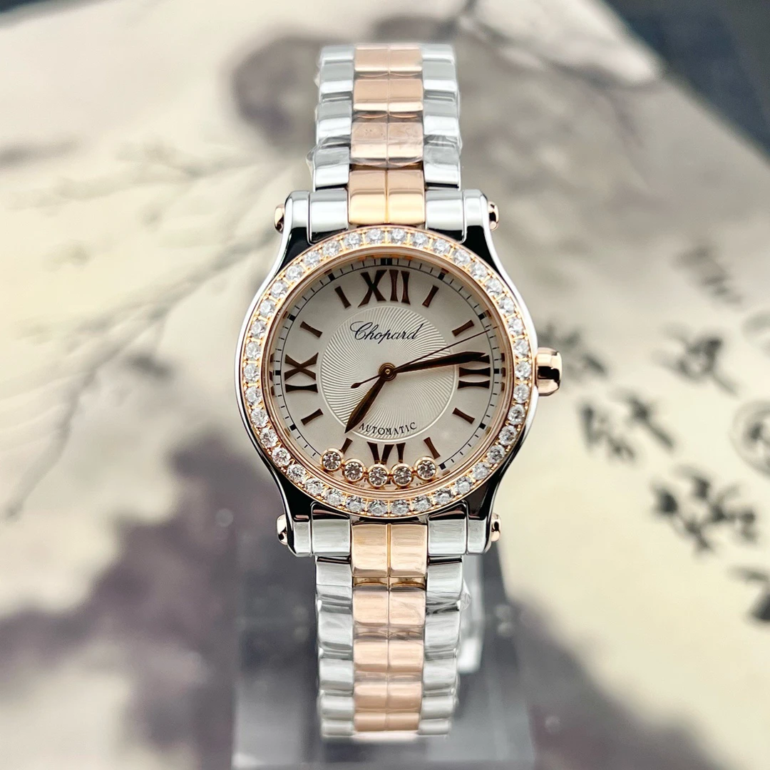 99新 Chopard/萧邦 21年 30mm 快乐钻 278573-6004 间金 原镶钻