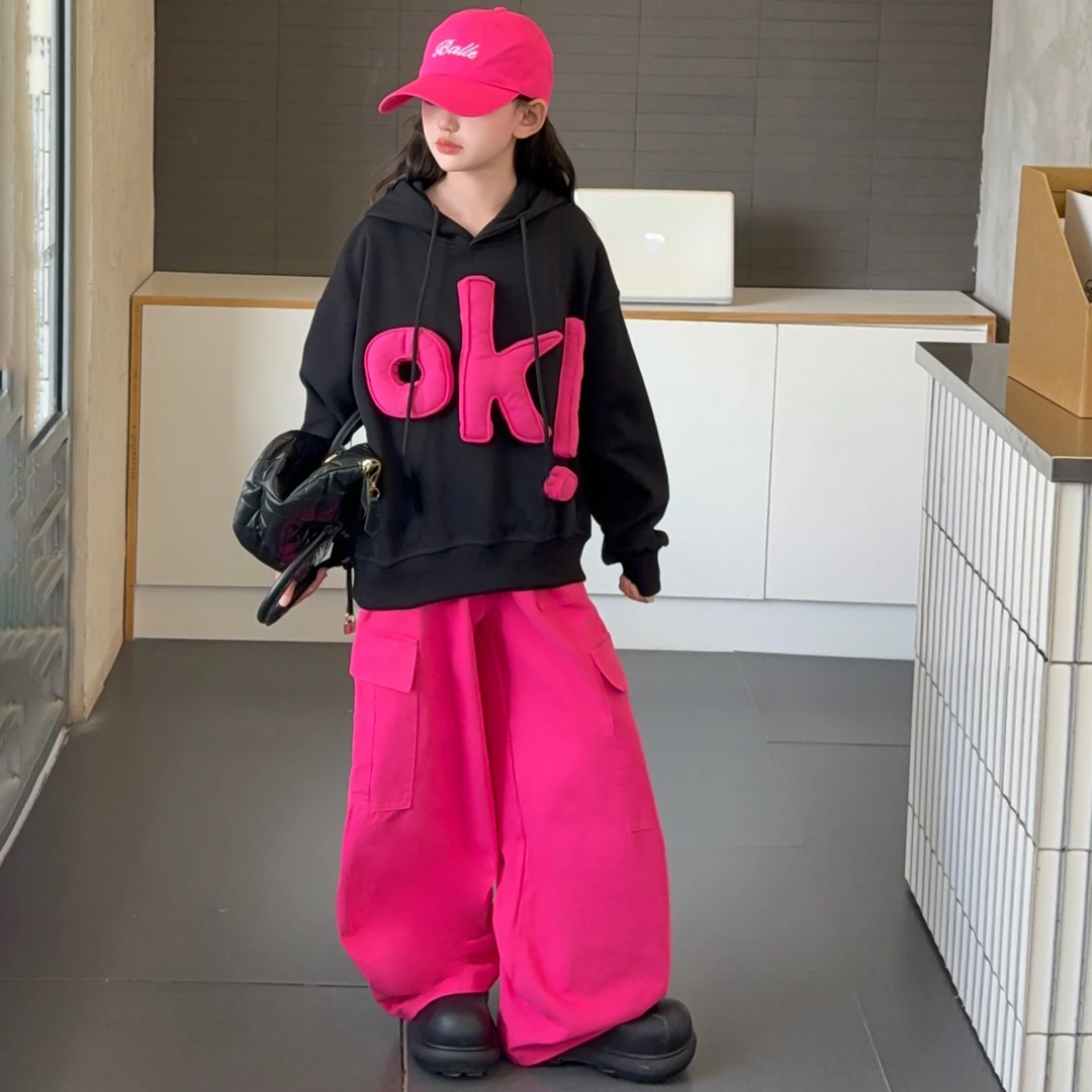 女童卫衣套装春秋2025新款儿童洋气时髦大童女孩秋季工装阔腿裤潮