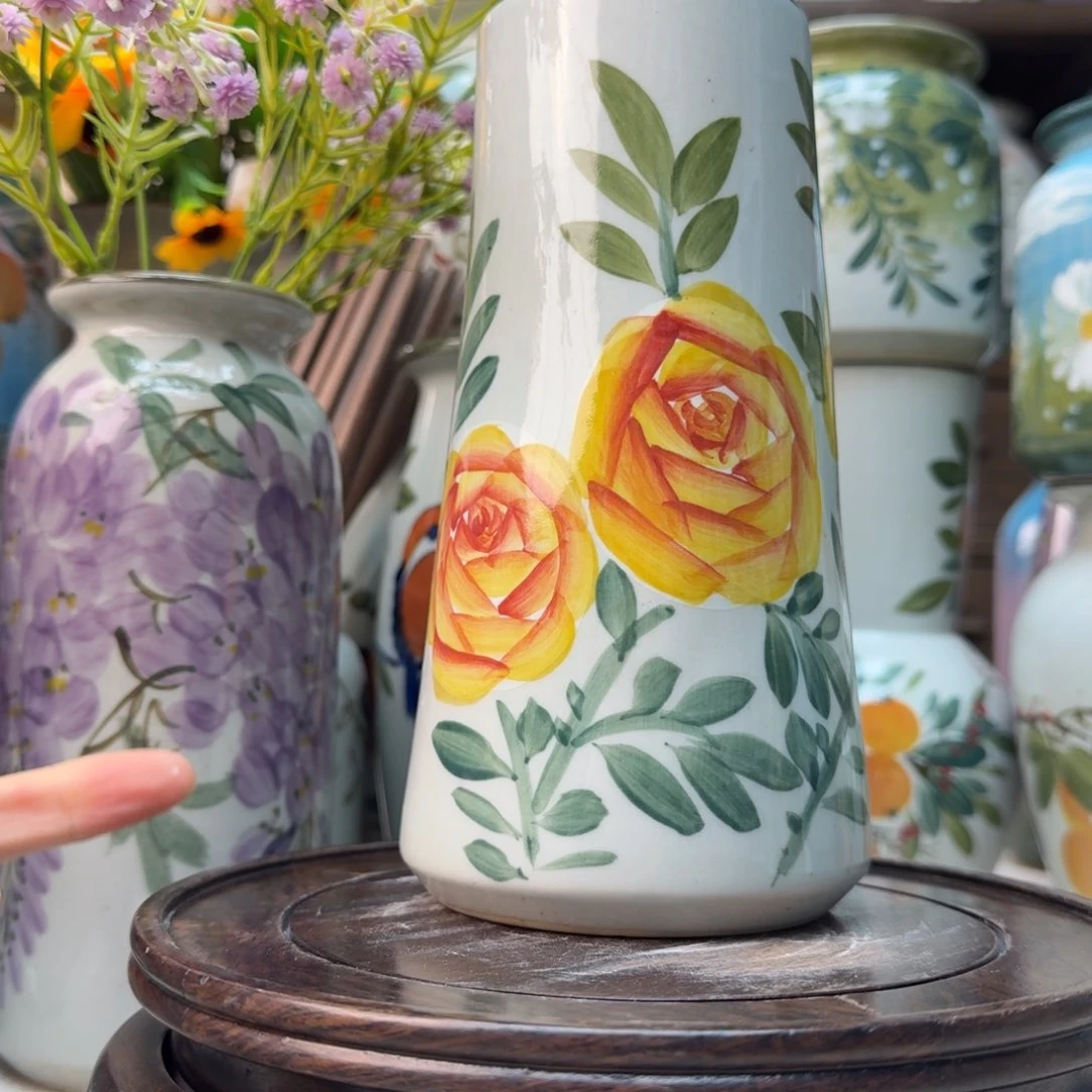 缸景德镇纯手绘花瓶摆件无孔