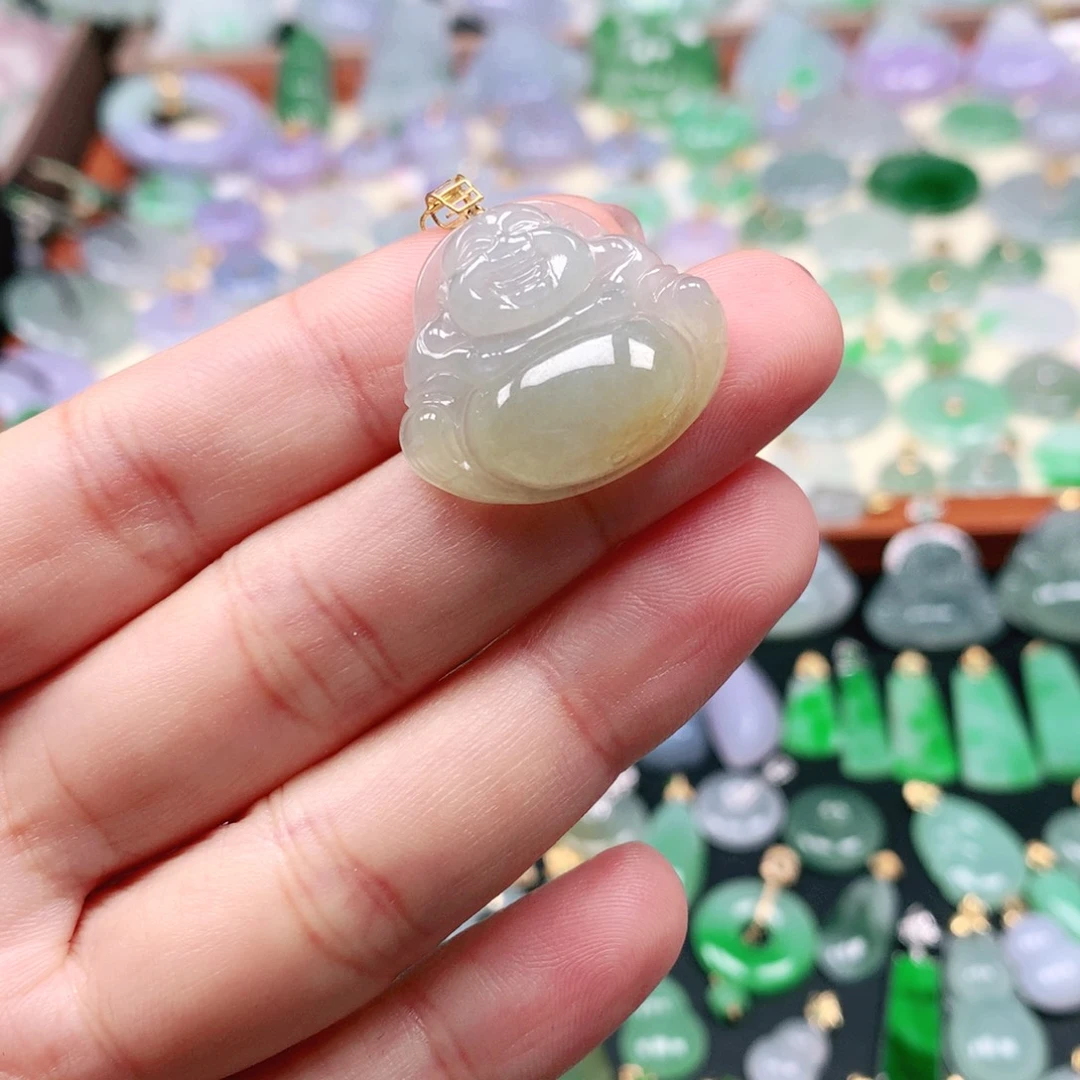吊坠(不含链)18K金镶嵌翡翠