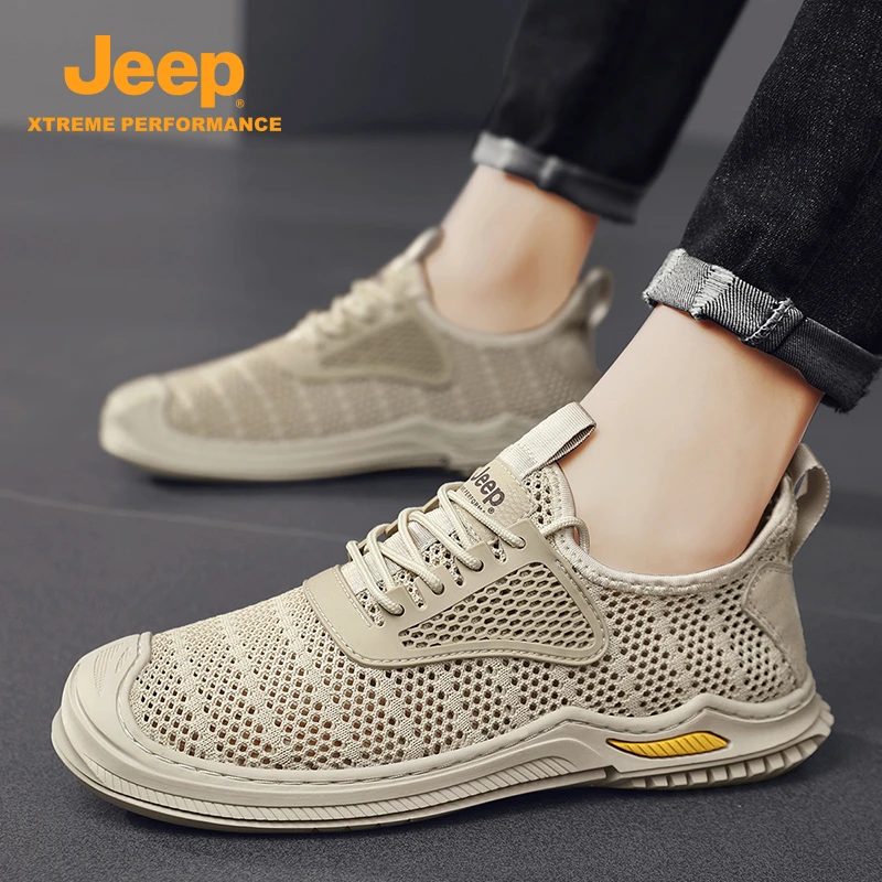 jeep吉普夏季男鞋2025新款网眼透气户外休闲鞋夏天薄款运动网鞋男