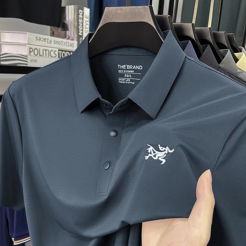 【清仓折扣】新款鸟家短袖t恤男装刺绣冰丝polo衫商务休闲翻领上衣