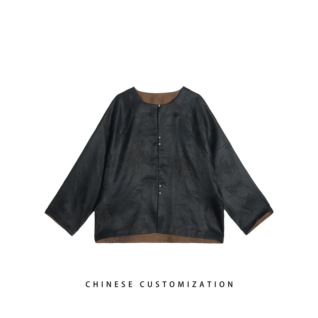 【星辰】chao 重工刻金工艺 桑蚕丝 重皮缎香云纱 国风外套24LY960