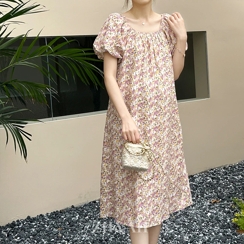 ZH&AH【夏日海棠】夏季新款时尚气质百搭设计师款夏日海棠连衣裙