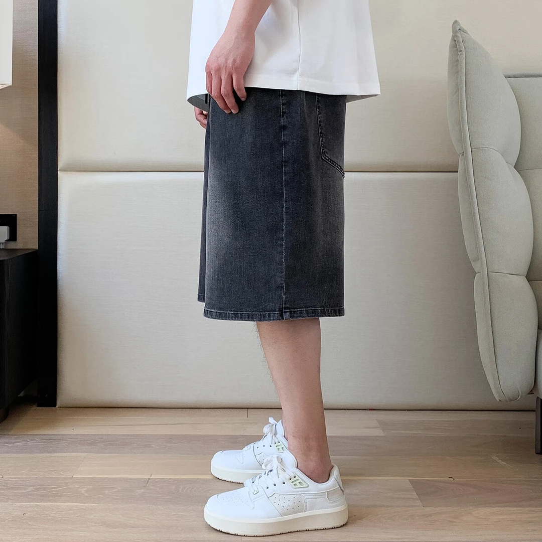 VTOS维特沃森大码男装胖子夏季水洗牛仔裤加肥加大宽松短裤男士