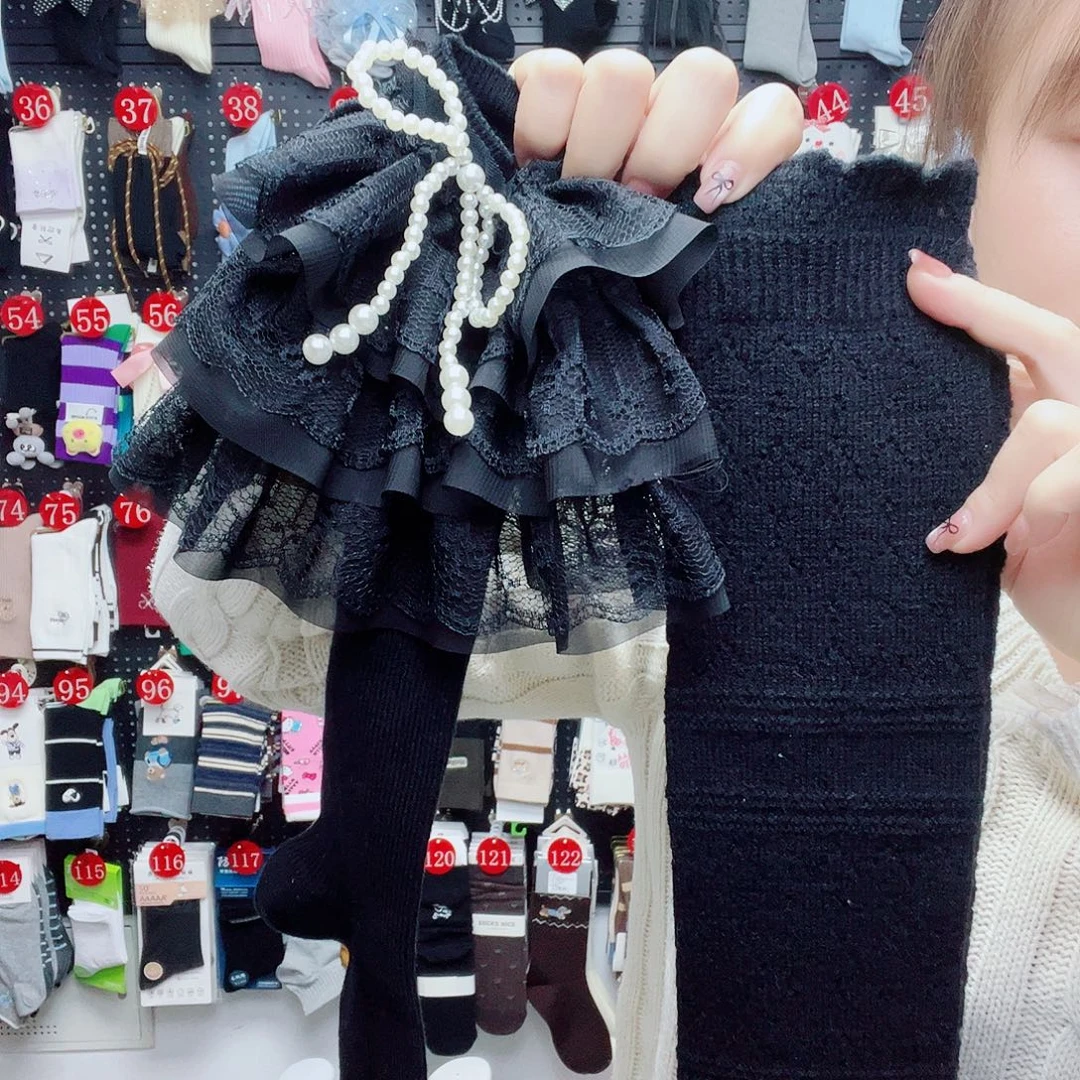 棉黑色小腿二双装