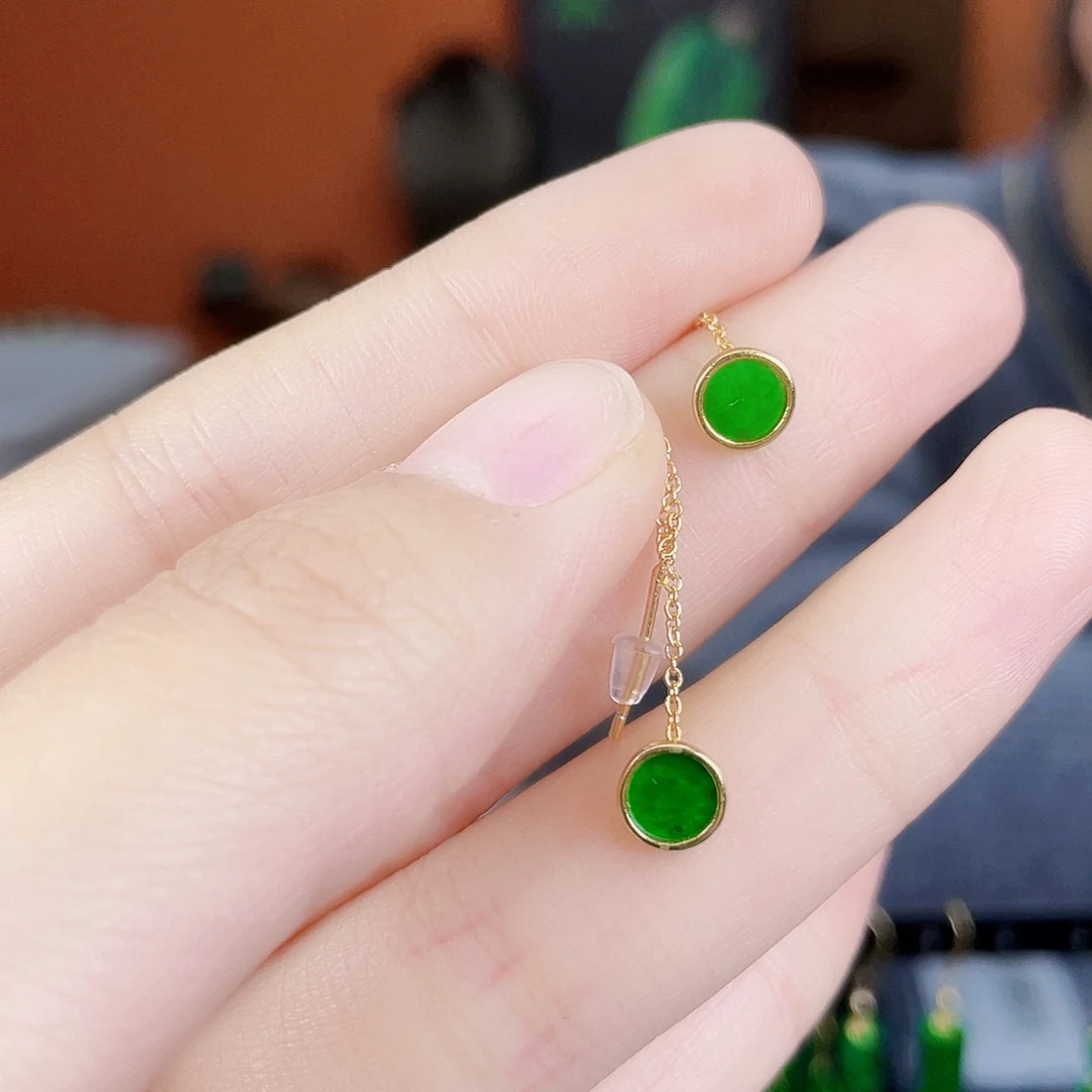 翡翠银S925镶嵌耳饰