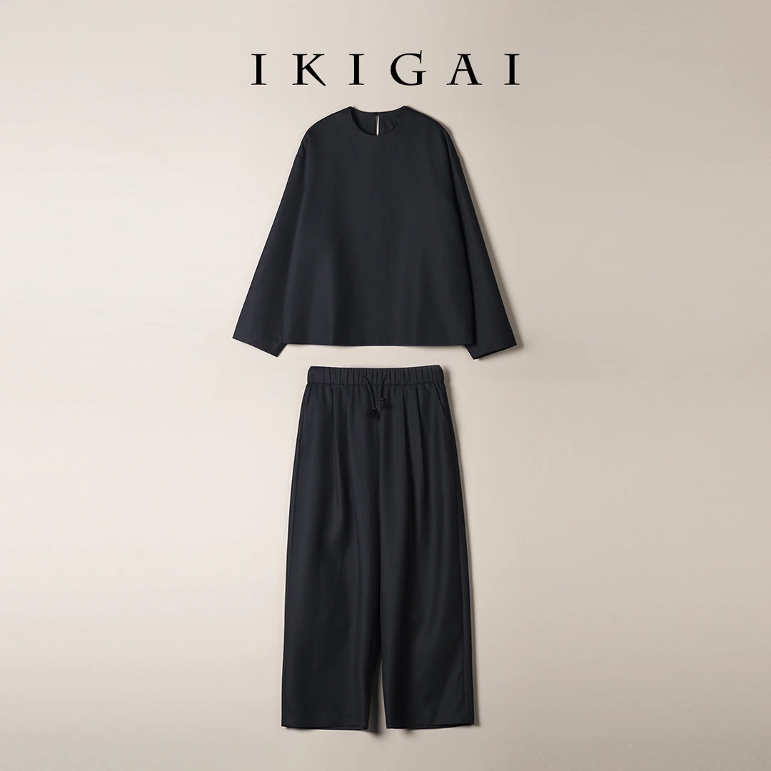 ikigai 羊毛混纺休闲两件套 抽绳直筒裤 宽松上衣