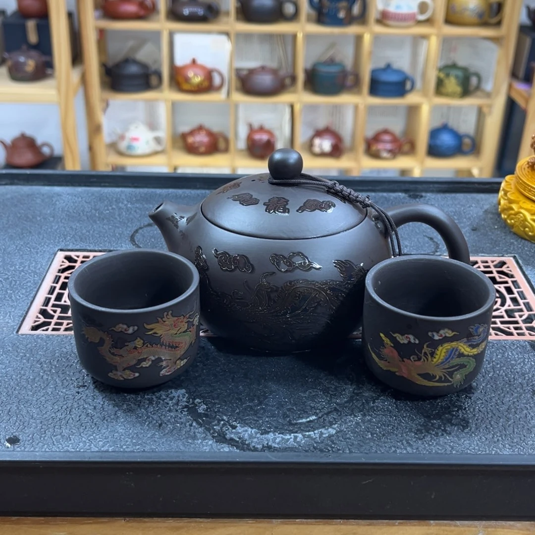 紫砂紫砂龙凤变色西施（一壶两杯）