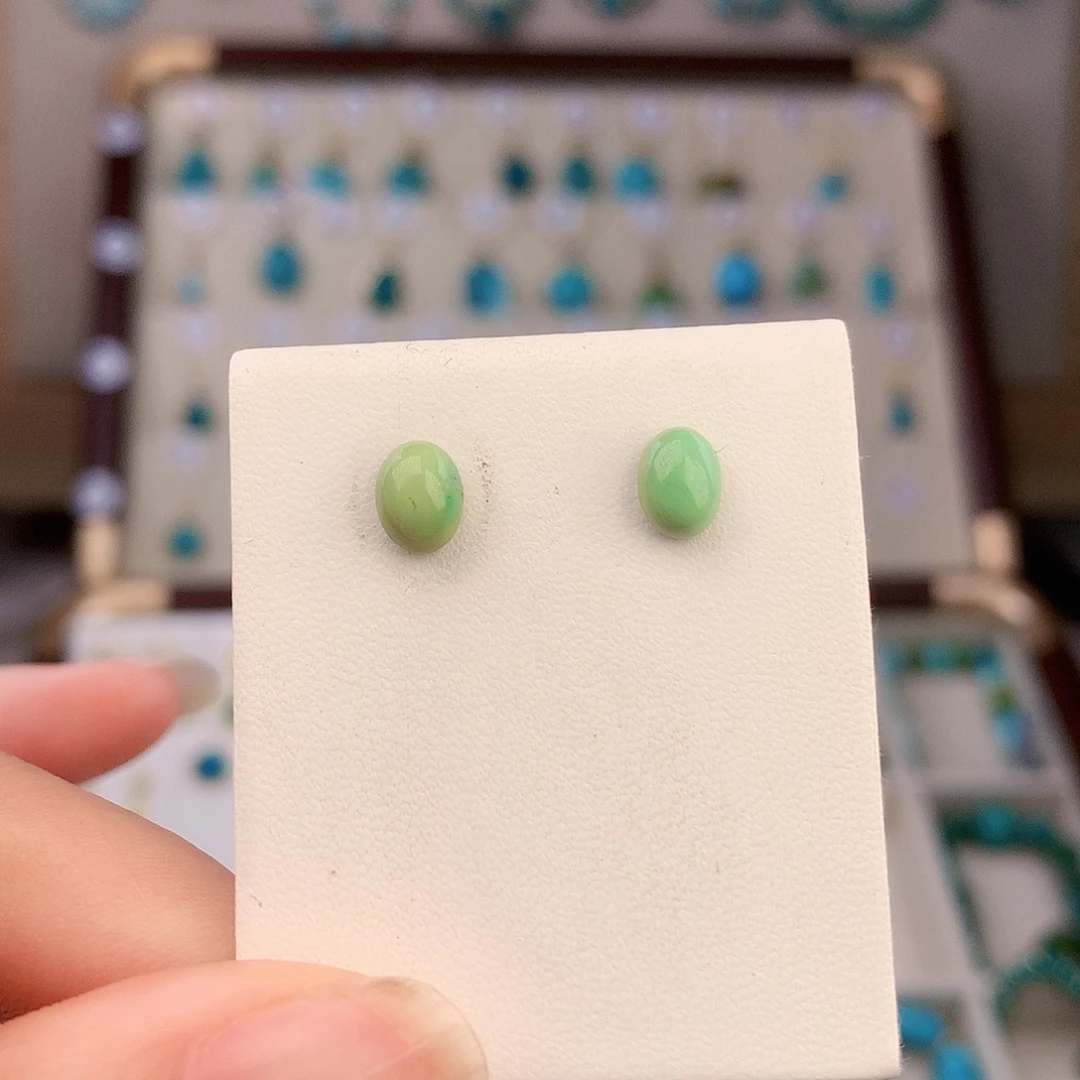 绿松石银S925镶嵌耳饰