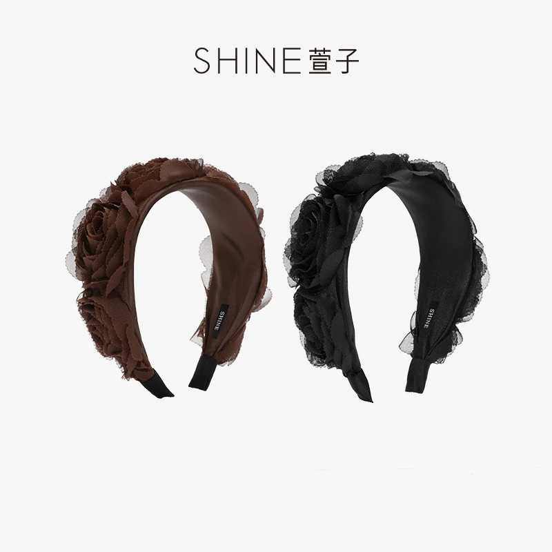萱子萱子时尚花朵发箍网红两色精选网纱材质优雅洋气复古浪漫
