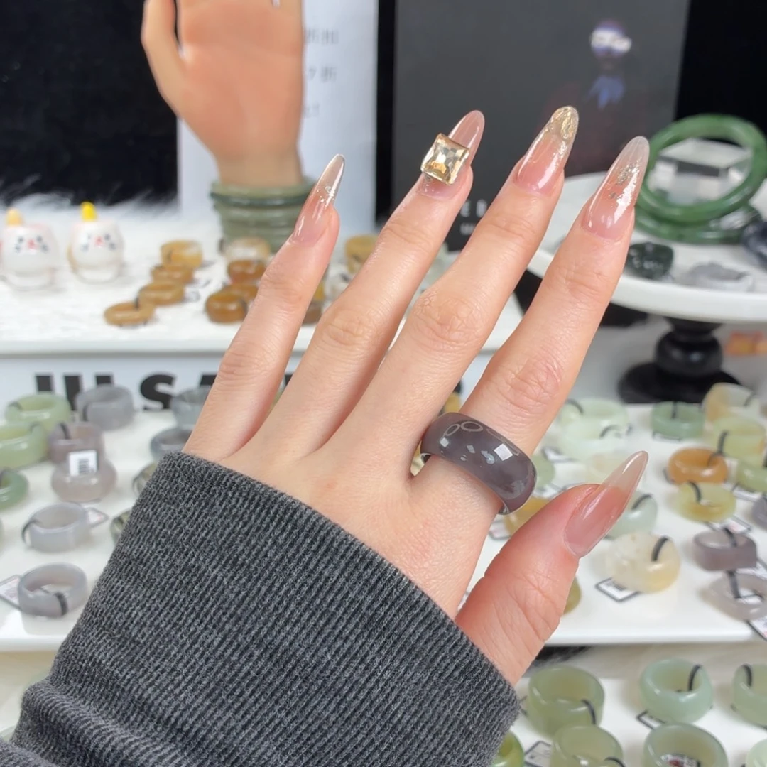 和田玉未镶嵌戒指z37浓紫轮胎18.4