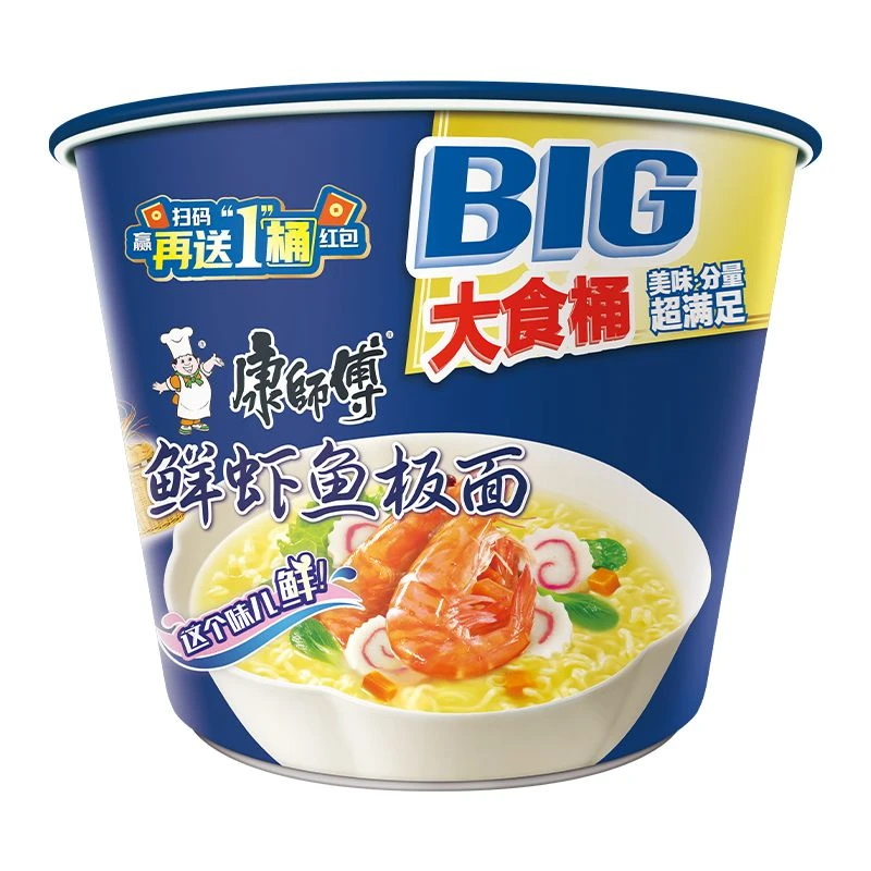 康师傅大食桶鲜虾鱼板面136g