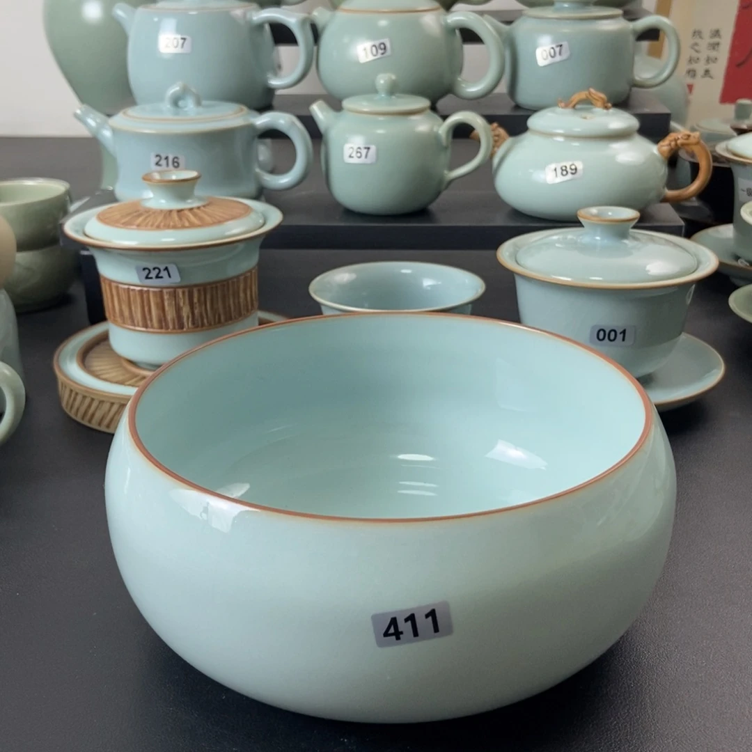 天青釉水茶洗微瑕