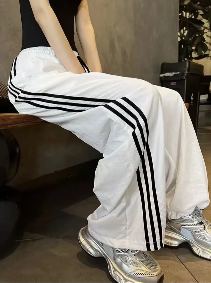 【运补7-10元】高街美式速干休闲三条杠宽松直筒阔腿裤（一裤两穿）