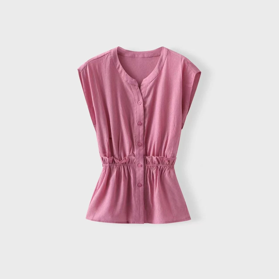 时尚减龄宽松显瘦百搭收腰薄款洋气女士衬衫3697