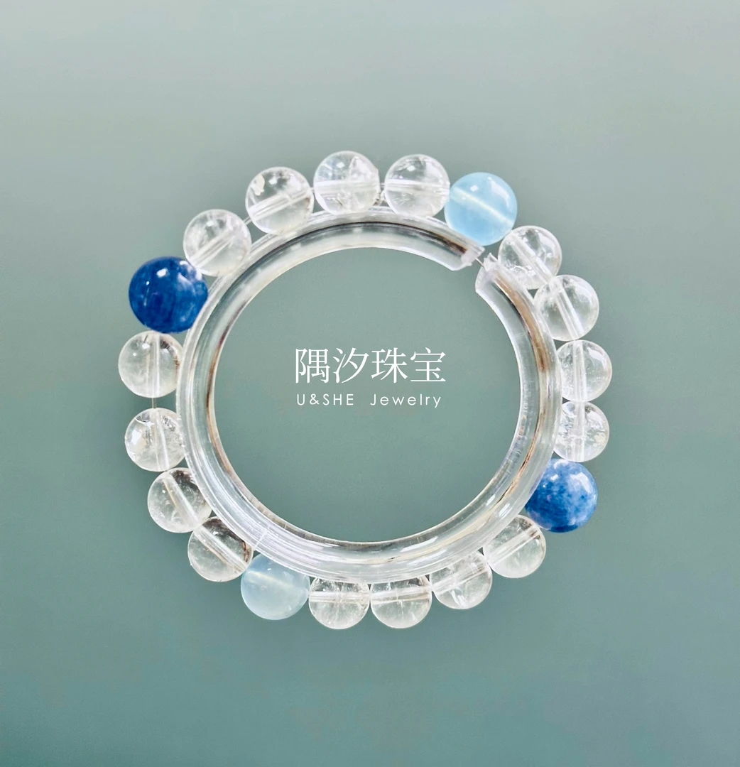 天然白水晶蓝针多宝手串·多样性发一