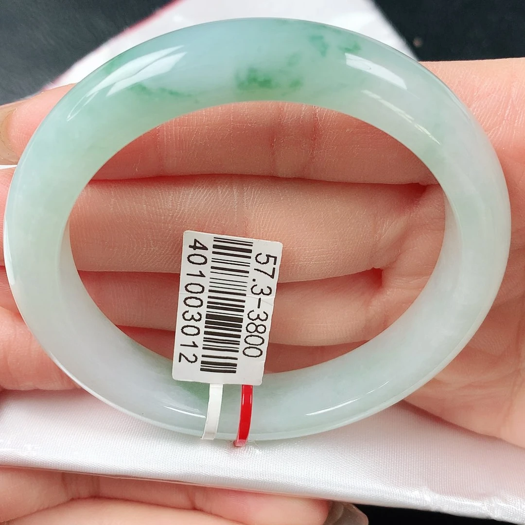 翡翠手镯未镶嵌冰飘花正圈57圈口9号