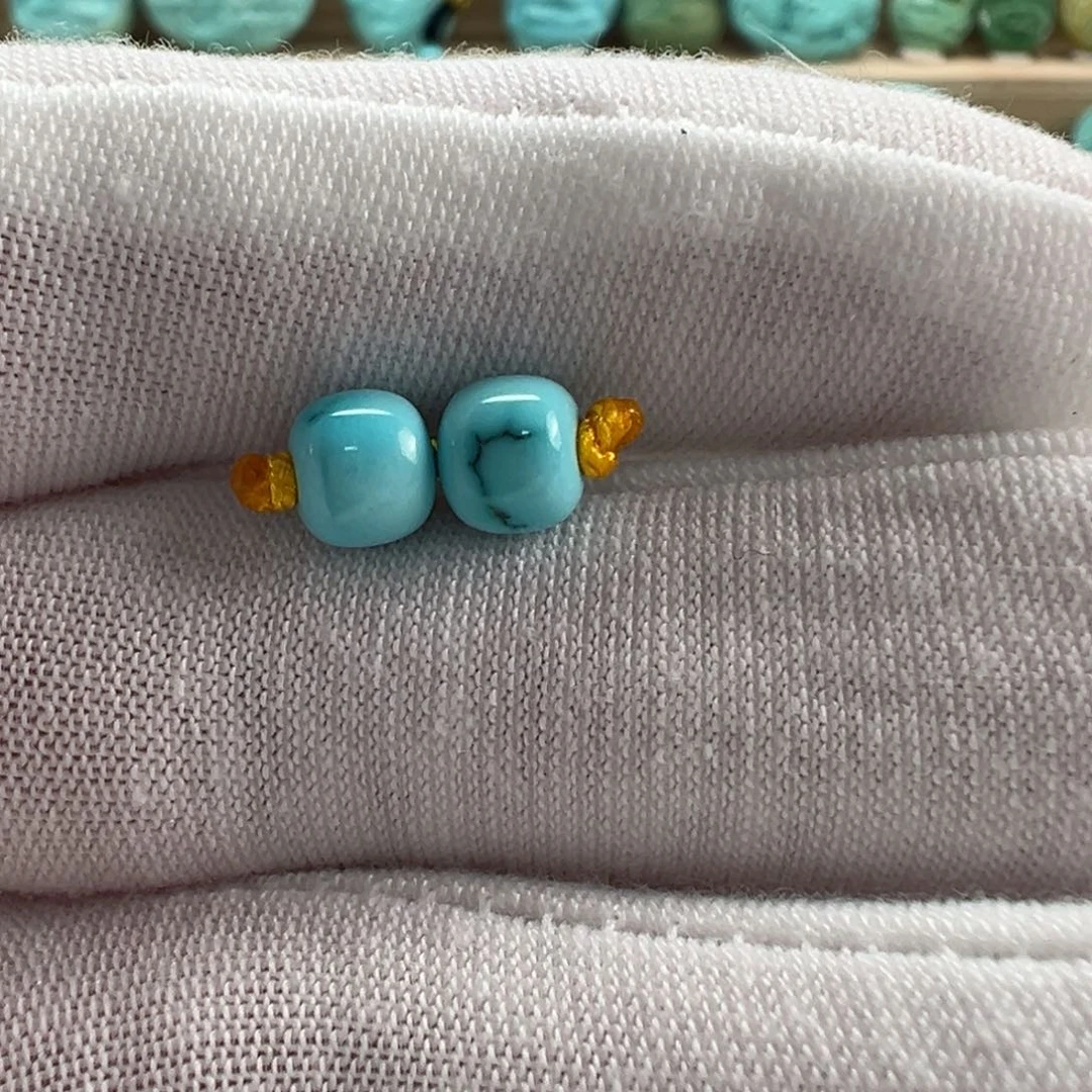 未镶嵌绿松石老型对珠6x5.1mm