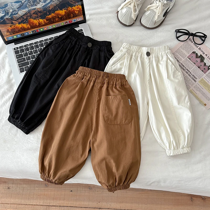 儿童灯笼裤秋季纯棉休闲裤中小童韩版洋气哈伦裤百搭宽松束脚长裤
