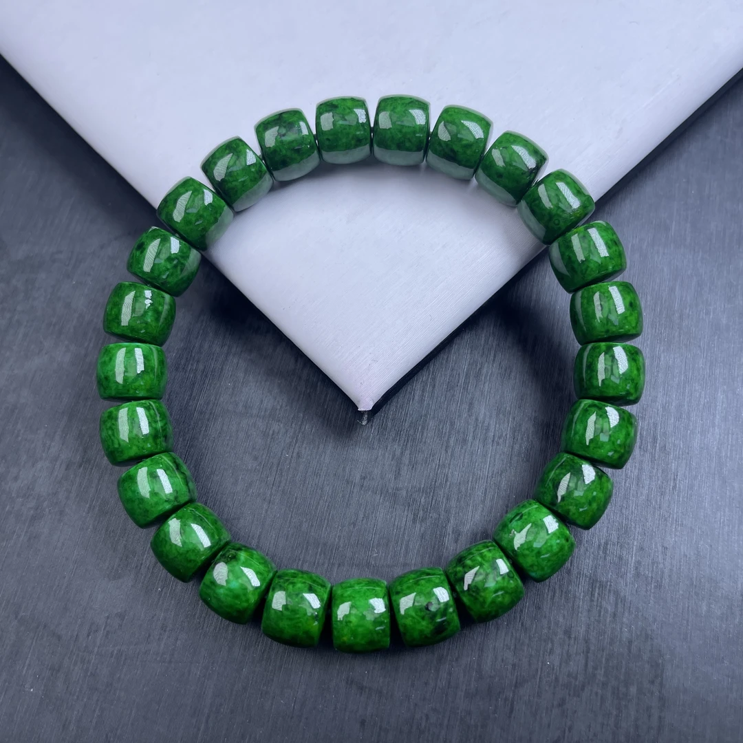 【喜子】QW3499深绿9m直切手链/多样性发一精致奇石