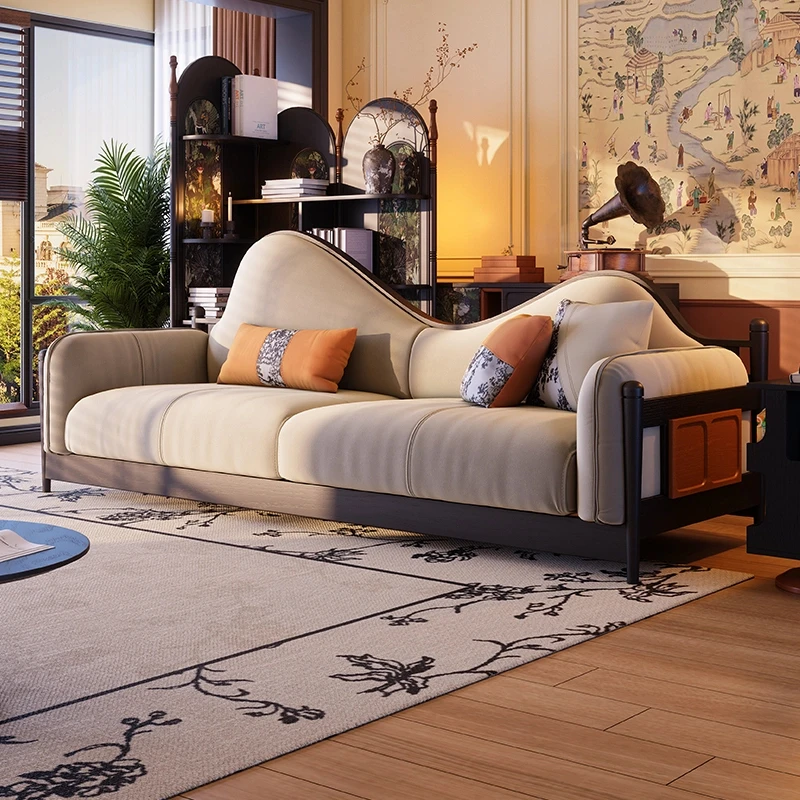 木子鱼 法式复古沙发简约双人位三人位中古风小户型客厅布艺沙发