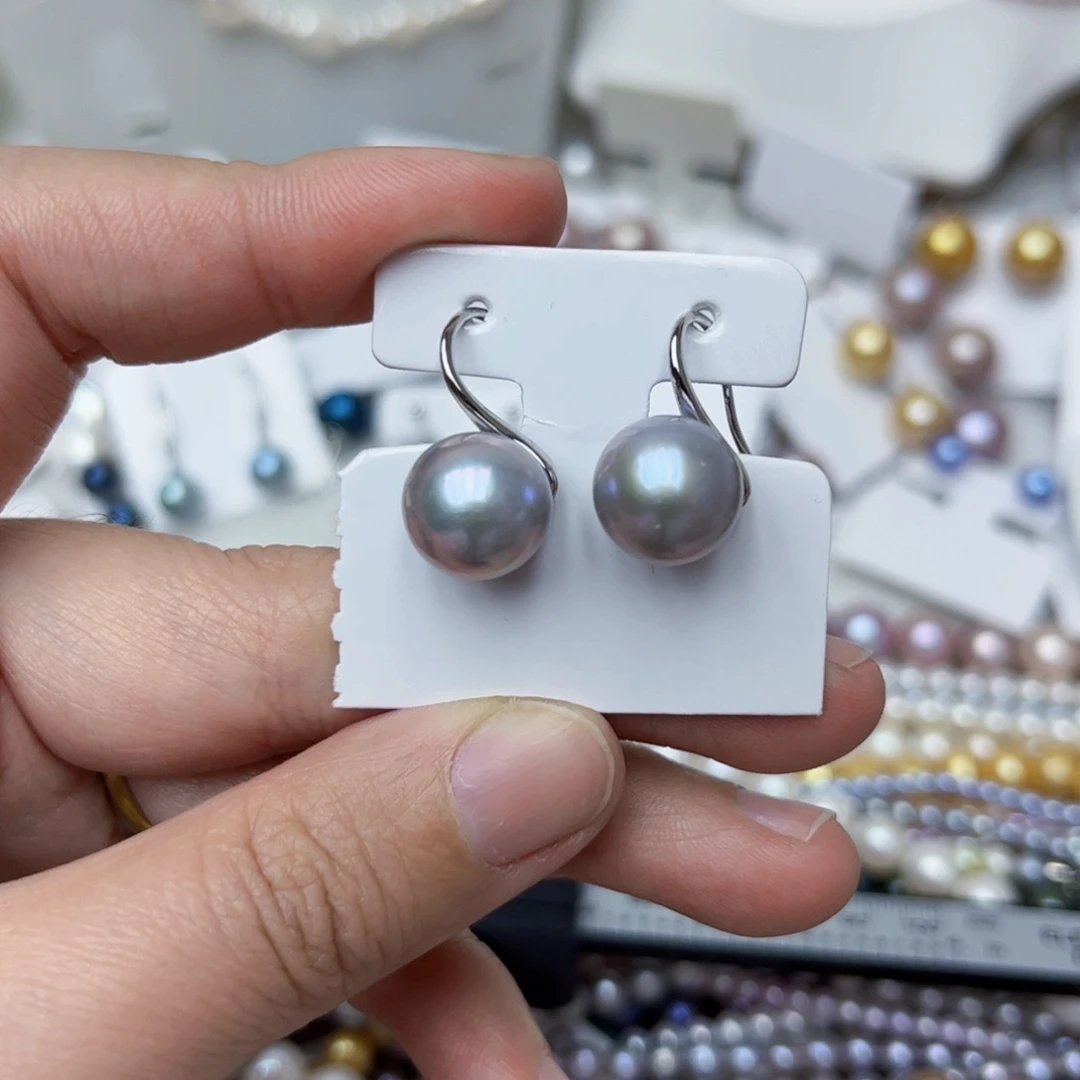淡水珍珠耳饰银S925镶嵌