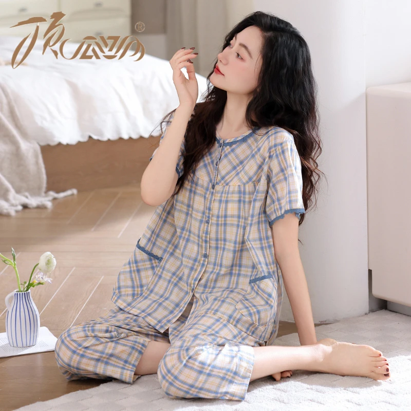 顶瓜瓜睡衣女夏季2025新款夏天短袖短裤可外穿高级感家居服套装