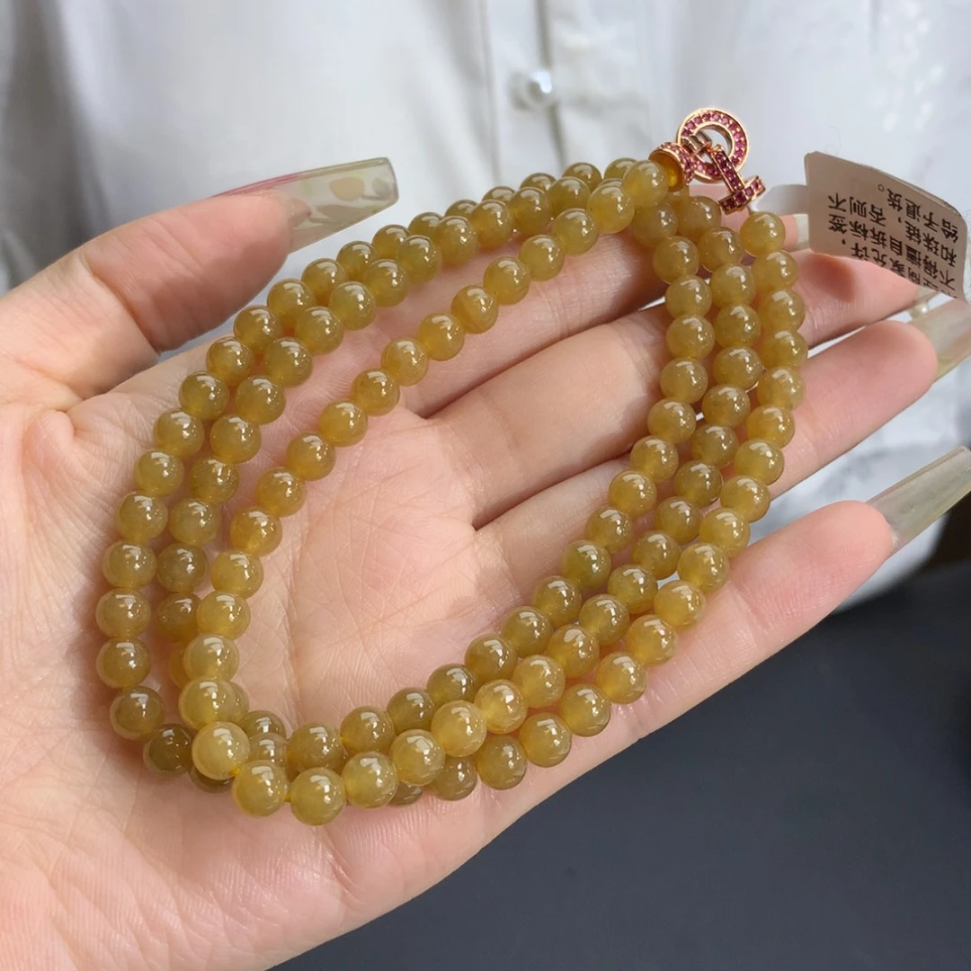 翡翠手链未镶嵌卡5.8冰润黄翡