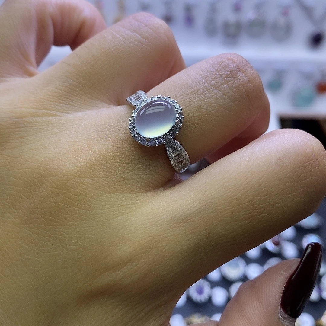 岫玉银S925镶嵌戒指戒指