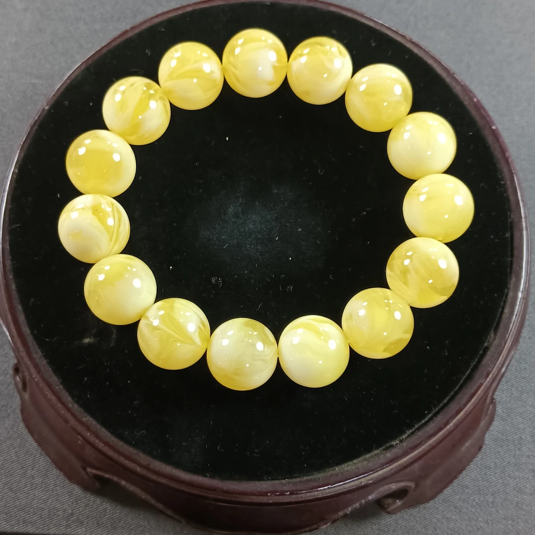 高奢【典藏】 黄白色14mm男女同款时尚大气手串