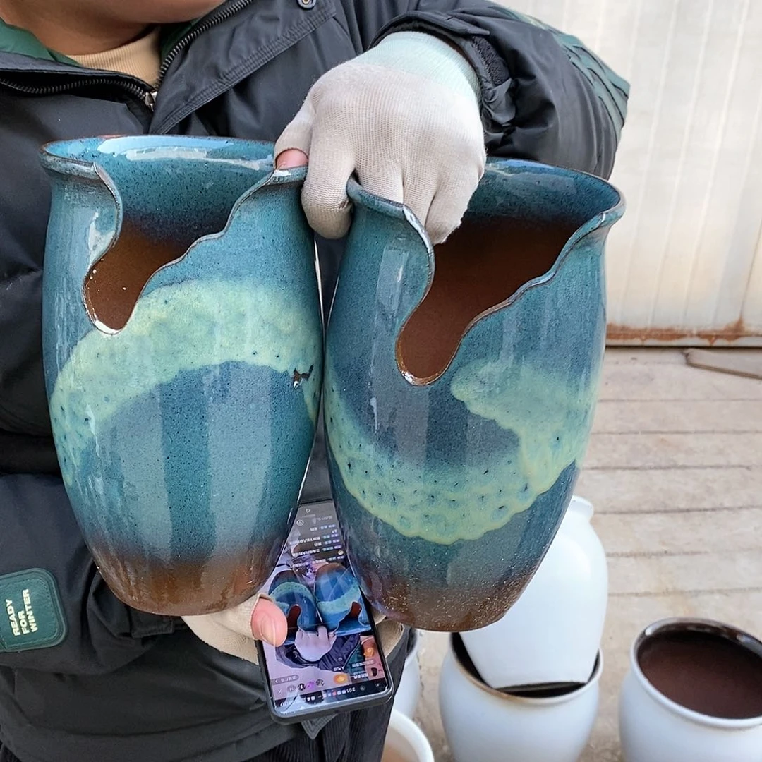 紫砂花盆瑕疵口15高25