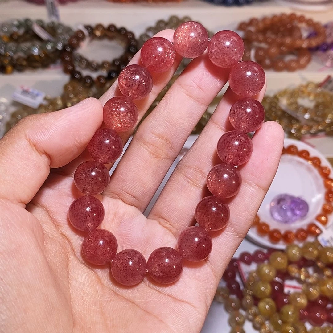 【闪购商品】石英质玉手链未镶嵌红草莓11.8mm