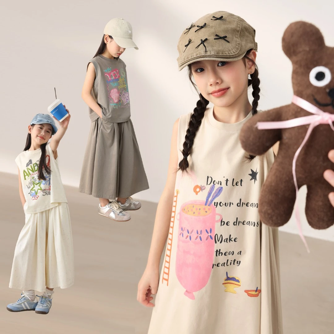 NORNOR陈大猪童装女童夏季背心套装2025新款女大童休闲NQ530129B