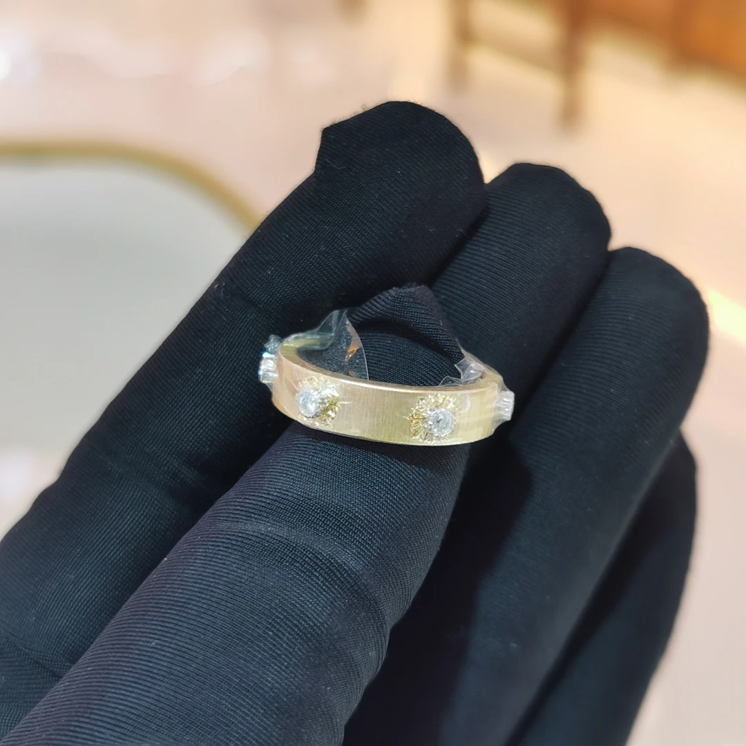 【金诚珠宝】 钻石单色拉丝戒指 浅金黄15圈口（48h鉴赏期）