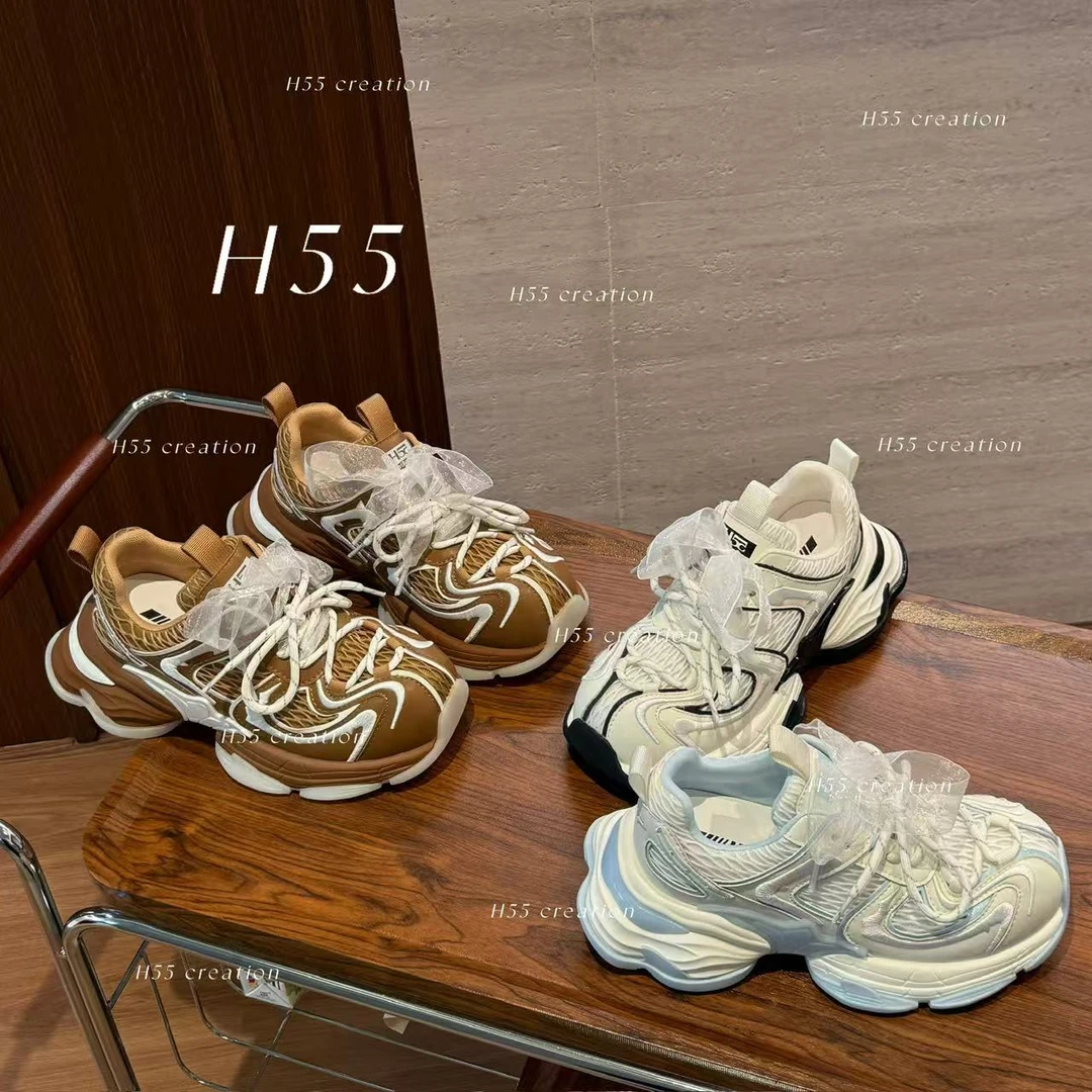 H55-“又名薇薇安”薄纱刺绣重工小众设计老爹鞋58-2611【M】