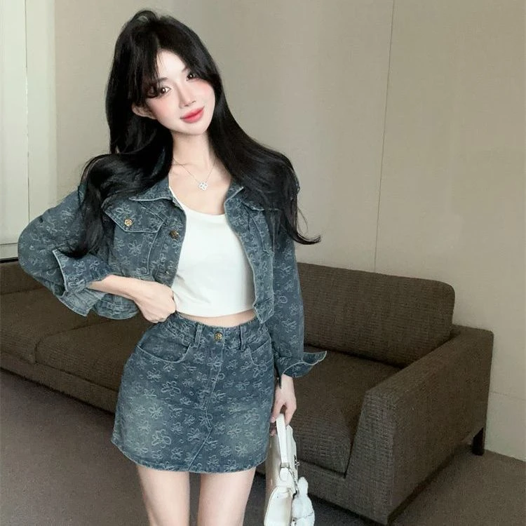 高级秋款御姐风美拉德风秋季百搭欧美风辣妹小个子时尚套装裙子