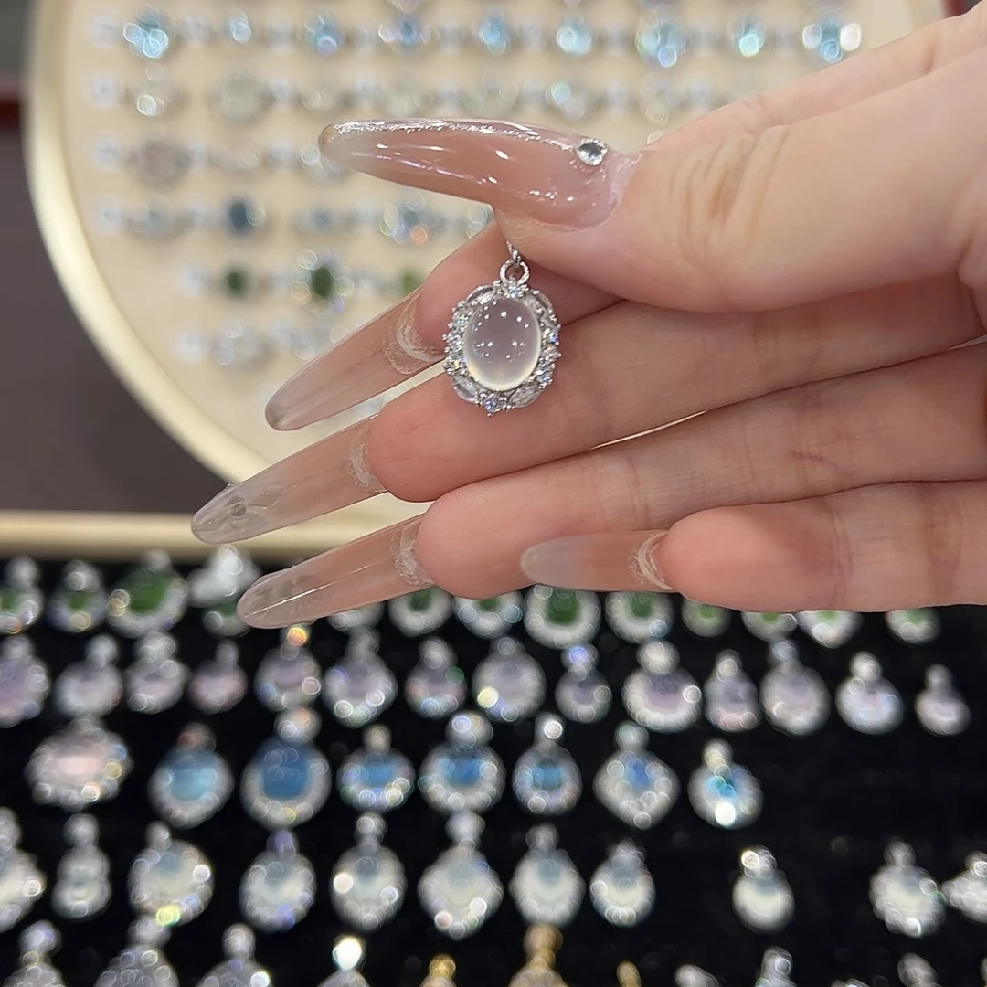 雾***蛇纹石玉银S925镶嵌颈饰