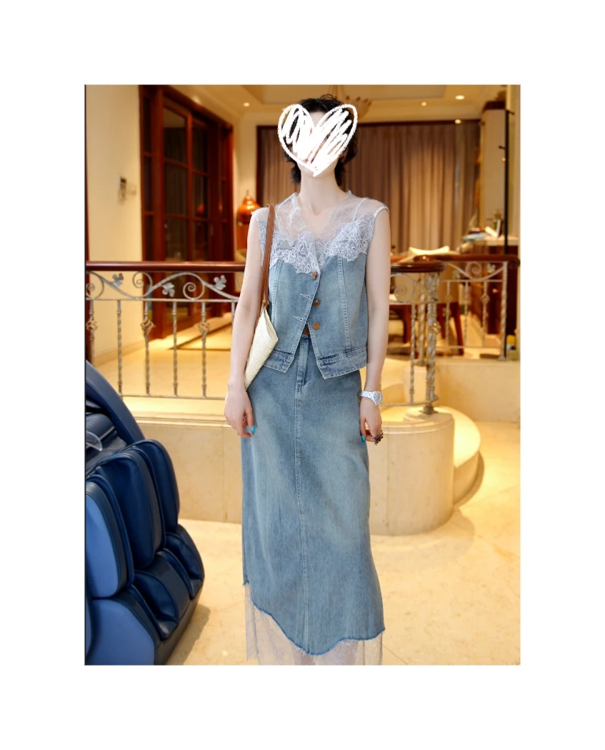 25146698【青鸾】百搭宽松设计师马甲背心半裙两件套