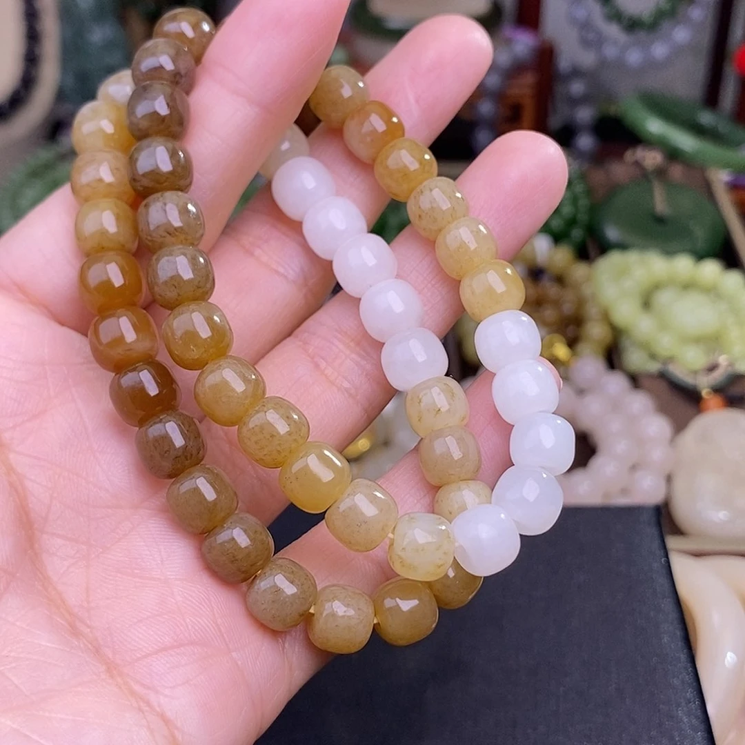 和田玉多样性发一 糖料手链未镶嵌