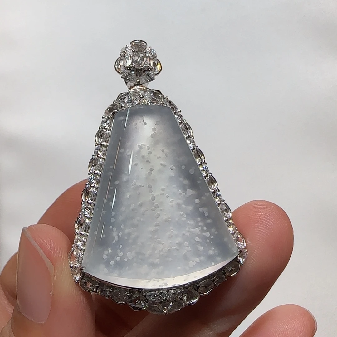 翡翠18K金镶嵌吊坠(不含链)无事牌