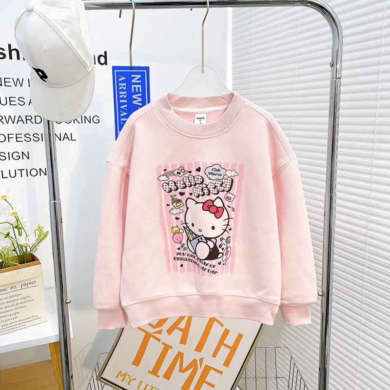 冬季加绒休闲卫衣女童中大童上衣休闲宽松洋气潮童zb5347简约童品