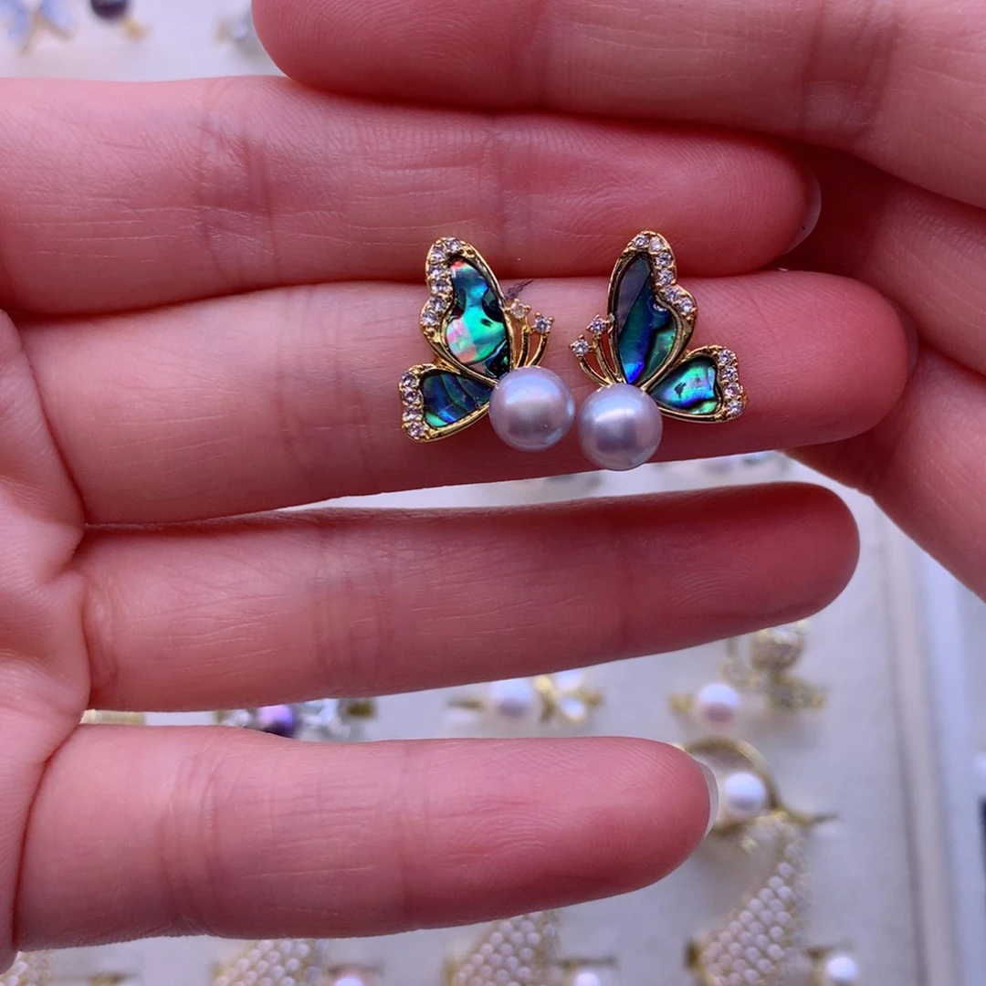 淡水珍珠耳饰合金