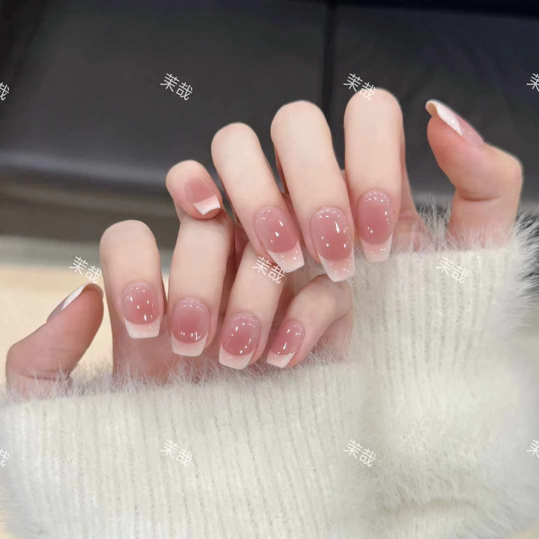 茉哉现货【桃桃奶芙】纯手工定制美甲拆卸穿戴甲A4063