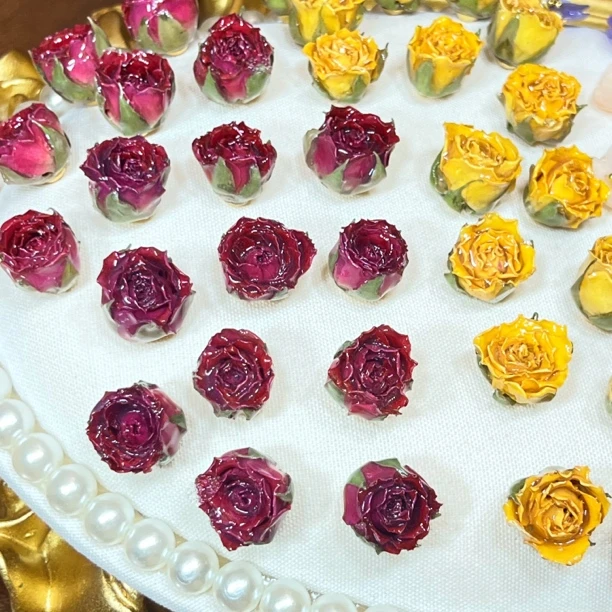 铜合金耳饰 925银针真花耳线永生玫瑰小众复古耳钉时尚甜美饰品