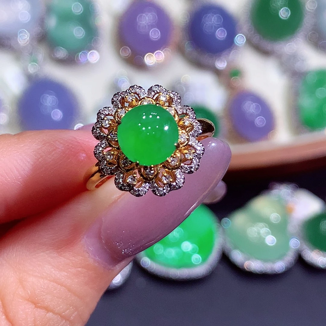 翡翠18K金镶嵌吊坠(不含链)