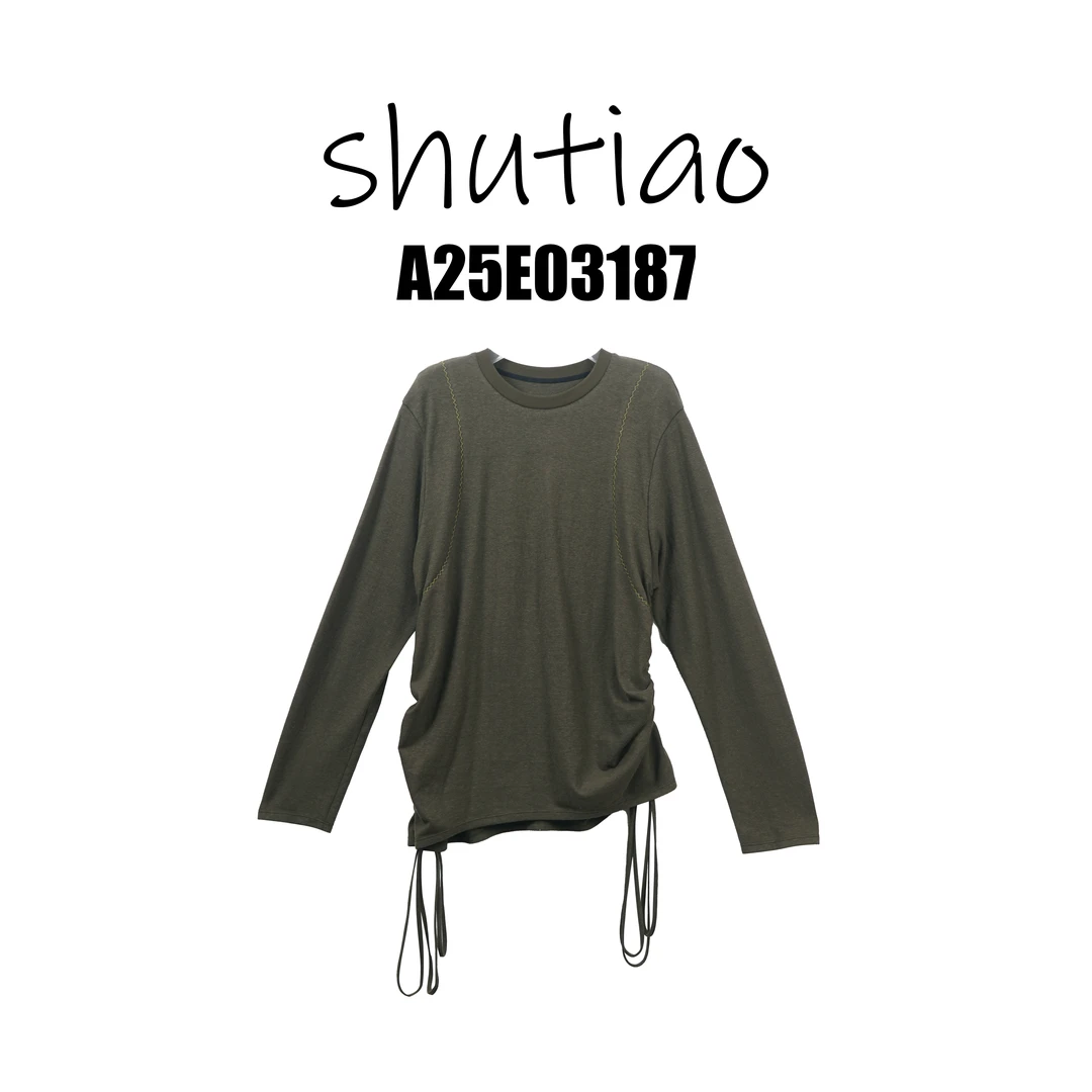 【SHUTIAO】2025夏季：新款小众设计款T恤A25E03187